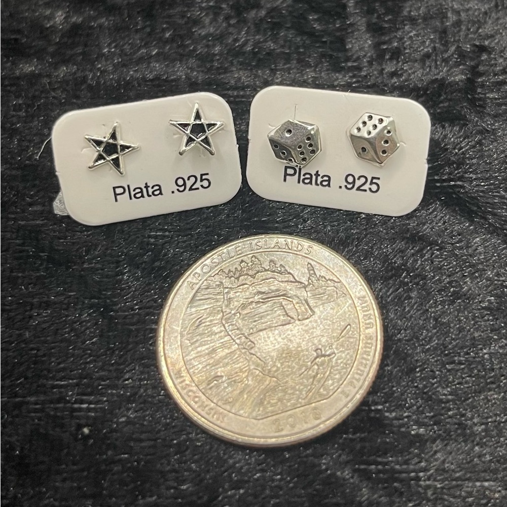 Silver .925 Star and Dice Stud Earrings price $20 each one